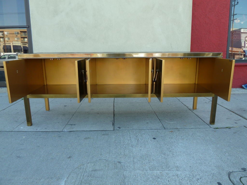 Late 20th Century Acid Etched Brass Credenza by Berhard Rohne for Mastercraft
