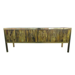 Acid Etched Brass Credenza by Berhard Rohne for Mastercraft
