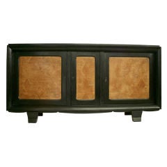 Large French Ebonized  and Parquetry Sideboard