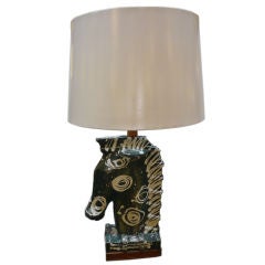 French Ceramic Horse's Head Table Lamp