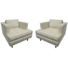 Pair of Club Chairs with Tufted Seat after Harvey Probber