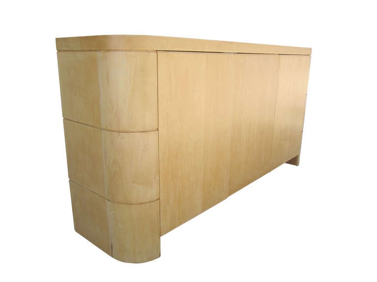 American Handsome Credenza in Maple in the Style of Karl Springer