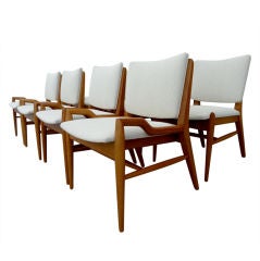 Mid-Century Captain Chairs and Side Chairs by John Keal, Set of Four Each