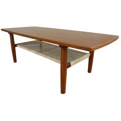 Two Tiered Coffee Table with Woven Cane Canopy