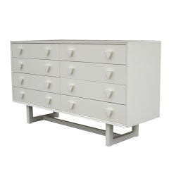 Retro Eight  Drawer White lacquer  Dresser by Paul Laszlo
