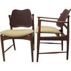 Danish Mid-Century Set of Two Captain Chairs and Four Side Chairs by Arne Vodder