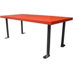 French 60s Red Lacquered Dining Table