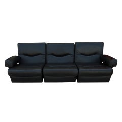 Mid-Century Black Leather Sofa by de Sede