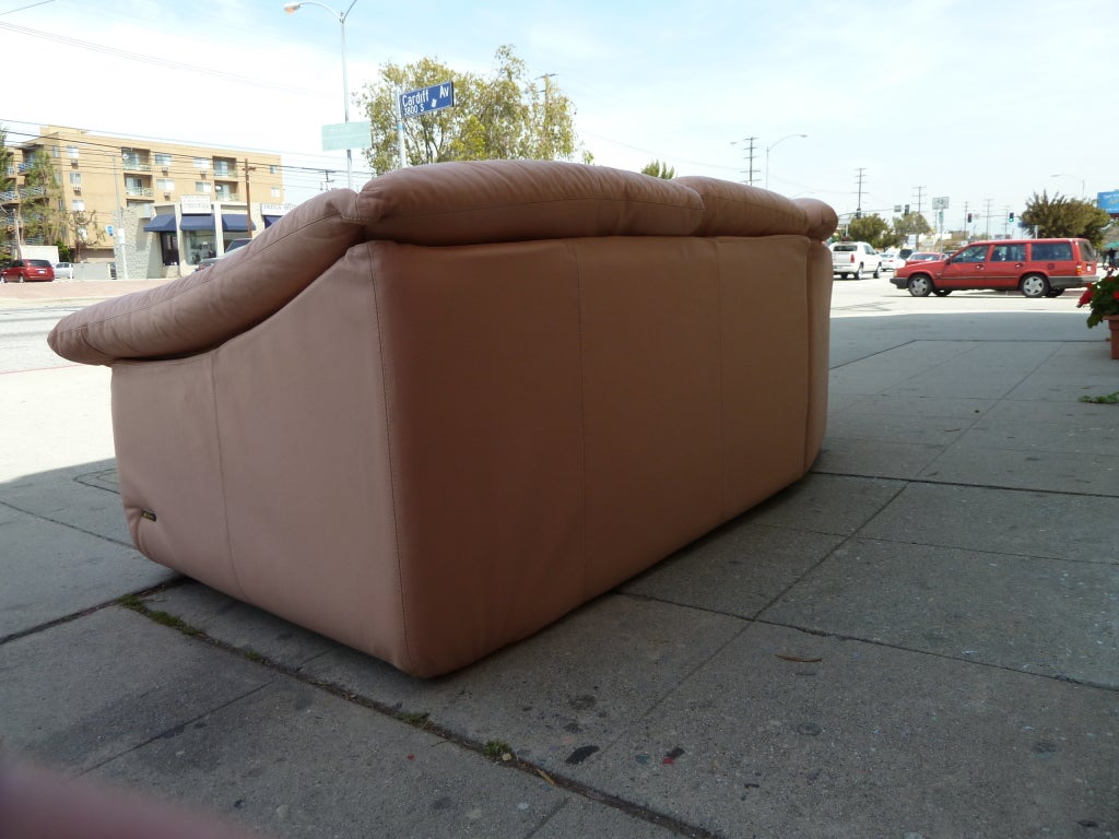 pink leather couch