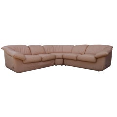 Vintage "Wilma" Powder Pink Leather Sectional Sofa