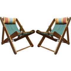 Vintage Pair of French 1930s Deckchairs