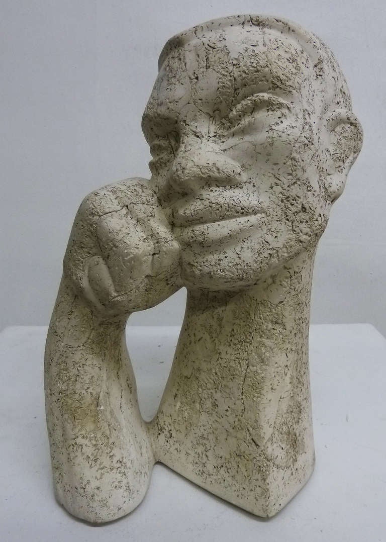 Mid-Century Modern Mid-Century Sculpture of Contemplative Man By LeRoy Benjamin