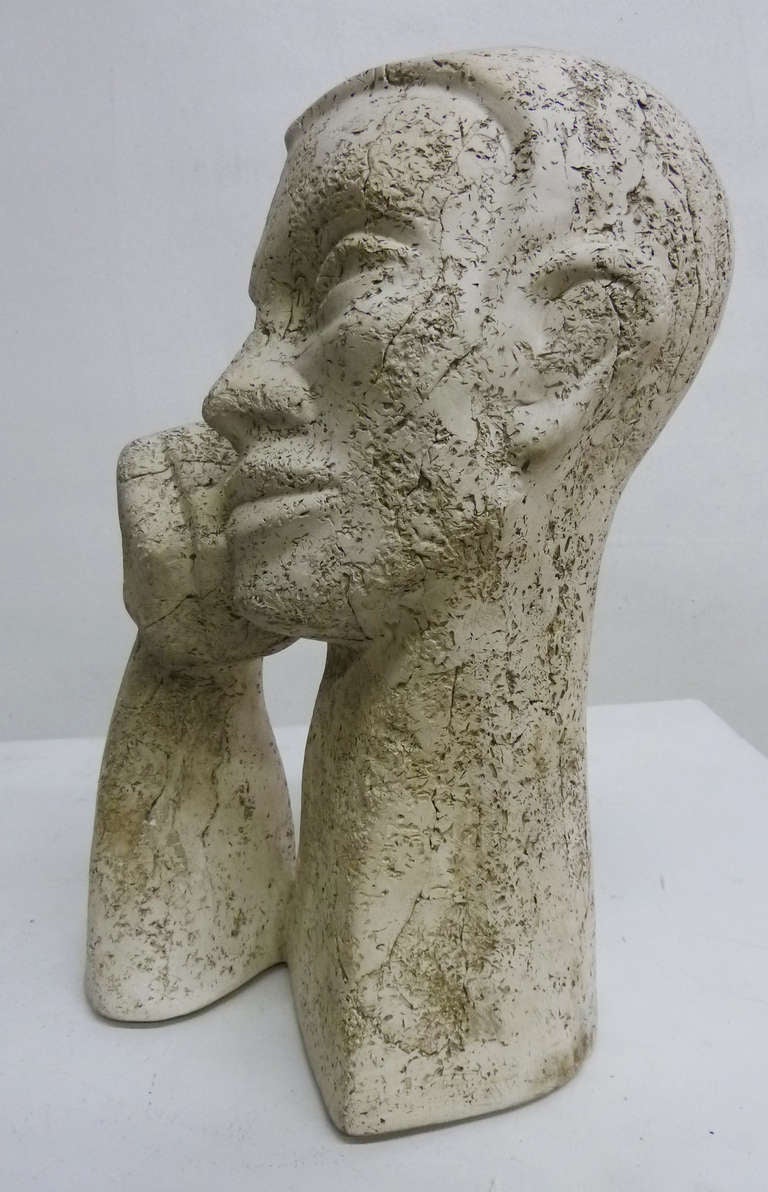 American Mid-Century Sculpture of Contemplative Man By LeRoy Benjamin