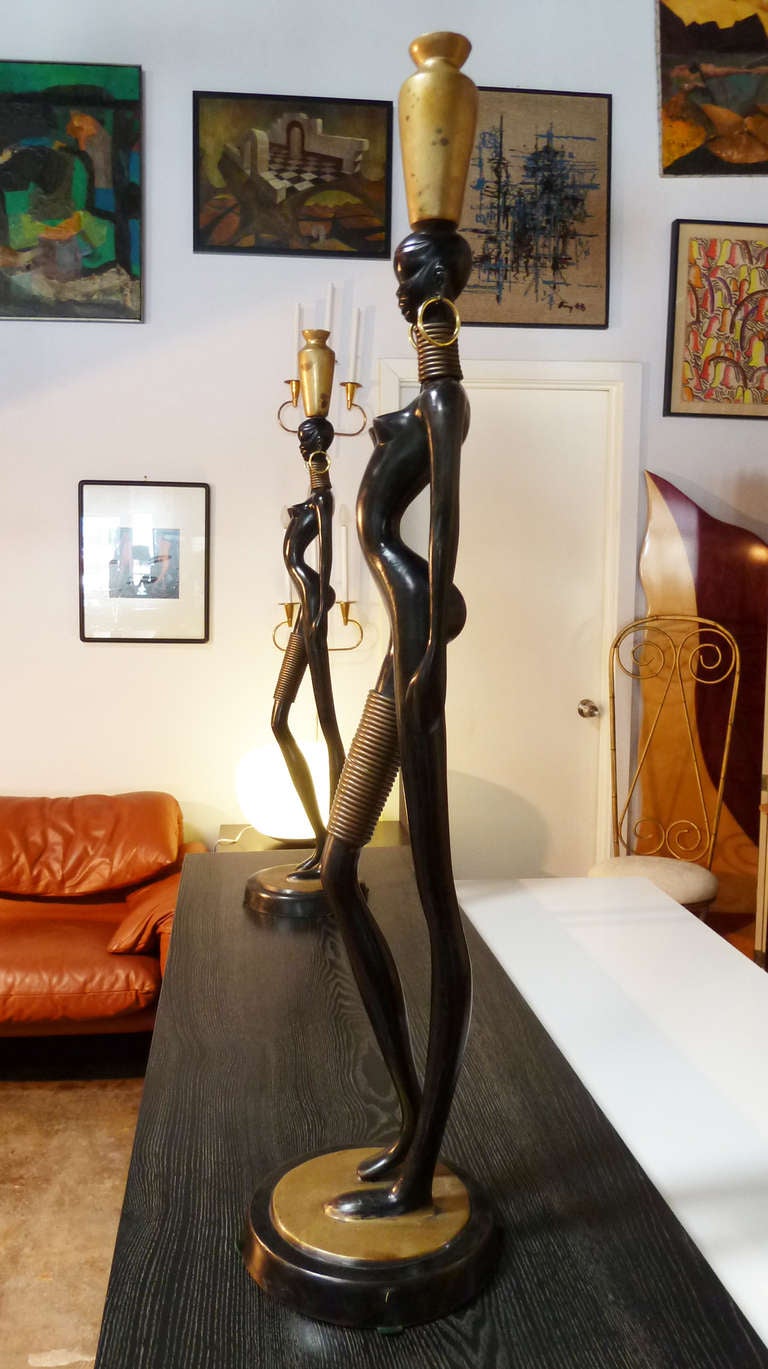 Austrian Pair of Large African Figures by Hagenauer