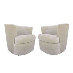 Mid-Century Modern Rolling Club Chairs, Pair