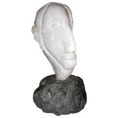 Strong Marble Sculpture of a Man Head