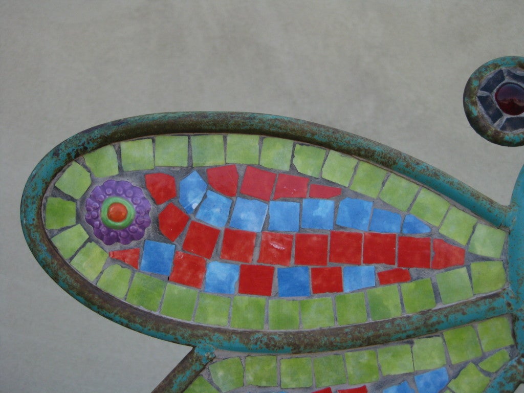 Pair of Folding Butterfly / Dragonfly Mosaic Chairs 2