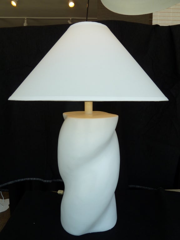 Mid-Century Turned Plaster Table Lamps, Pair