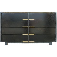 Chic Cerused Oak and Black Stained  Chest of Drawers