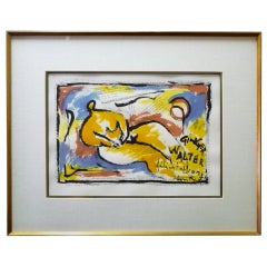 French Watercolor of a Female Nude