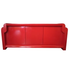 Red Lacquer Three Door Credenza