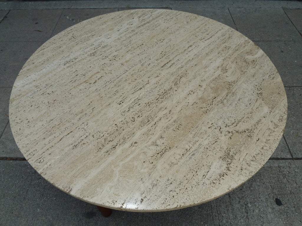 American Mid-Century Travertine Topped Coffee Table