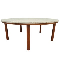 Mid-Century Travertine Topped Coffee Table