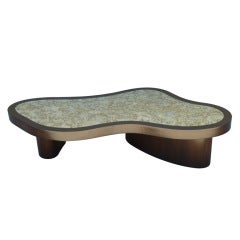 Eglomise Glass Top Free Form Coffee Table