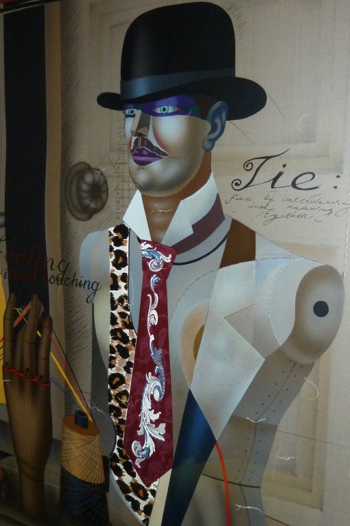 American Mid-Century Surrealist Lithograph of Mannequins