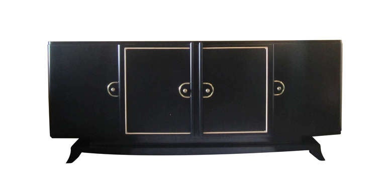 French Art-Deco Buffet / Credenza with Brass Fittings In Excellent Condition In Pasadena, CA