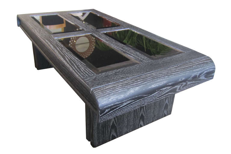 Cerused Coffee Table with Smoked Glass Panels 2