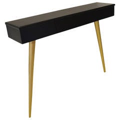 Litlle Ebonized  Console with Gilded Legs