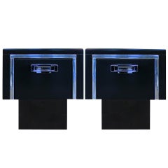 Retro Matching Black File Cabinets, Pair