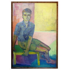 Expressionist Painting of a Young Man by Fritz Schwaderer