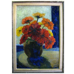 Mid-Century Floral Still Life Painting by Jean Negulesco