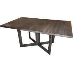 Architectural  Drop-Leaf  Cerused Dining Table