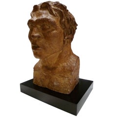 Mid-Century Powerful Terracotta Bust of a Man by V. Maire
