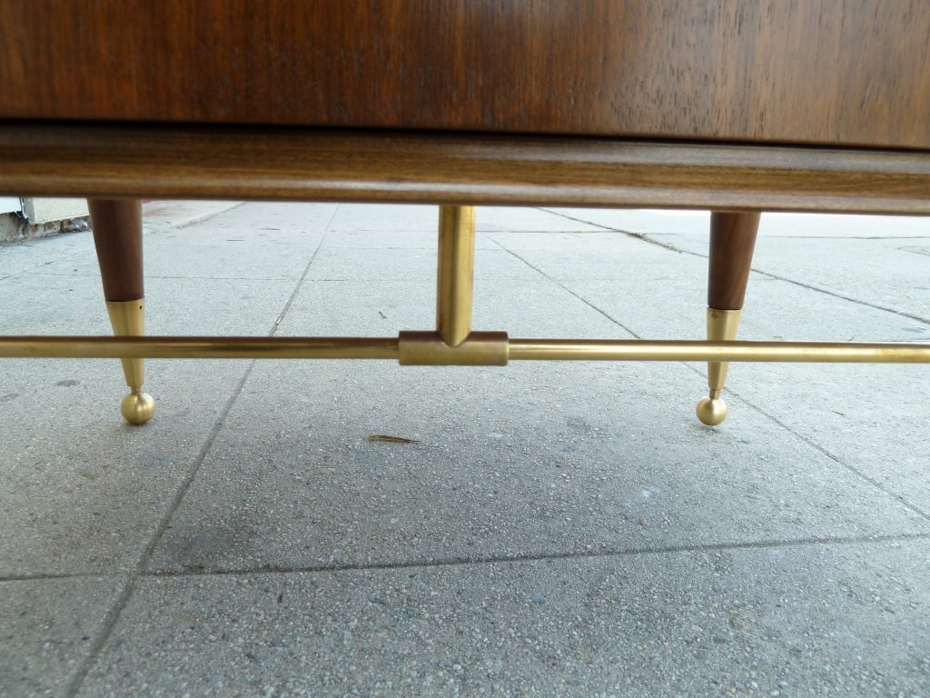 Walnut Italian Mid-Century Modern Side / End Table with Cabinet