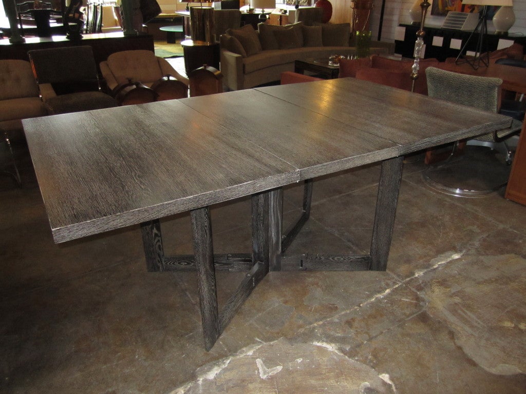 Architectural  Drop-Leaf  Cerused Dining Table 2