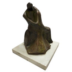Mid-Century Bronze Sculpture of an Embracing Couple by Ellie Gibbel