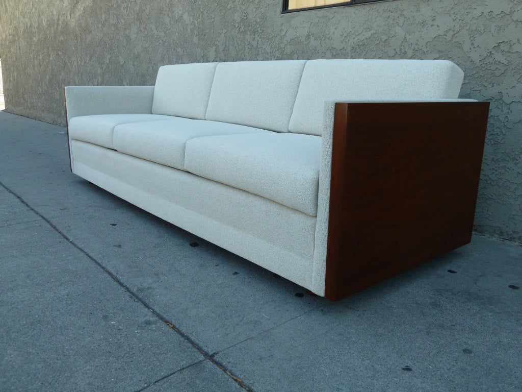 Walnut  Tuexedo Sofa Att. to Milo Baughman