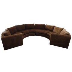 Crescent Shaped Modular Sectional Sofa Att. to  Milo Baughman