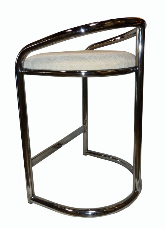 American Set of Four 1970s Chrome Counter top  Stools by Thonet