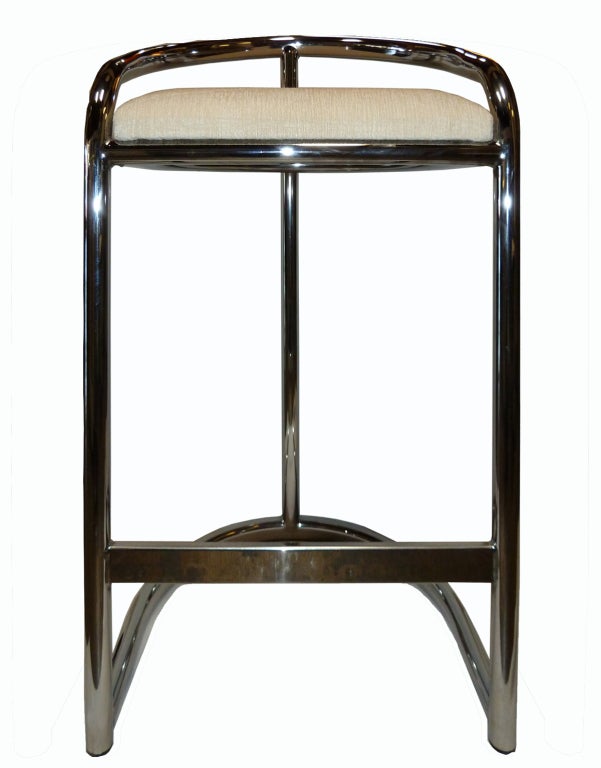 Set of Four 1970s Chrome Counter top  Stools by Thonet In Excellent Condition In Pasadena, CA