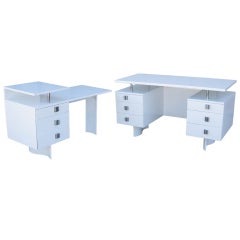 Eliel Saarinen Lacquered Desk with Return for Johnson Furniture
