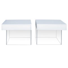 Pair of Lucite and Lacquer Nightstands