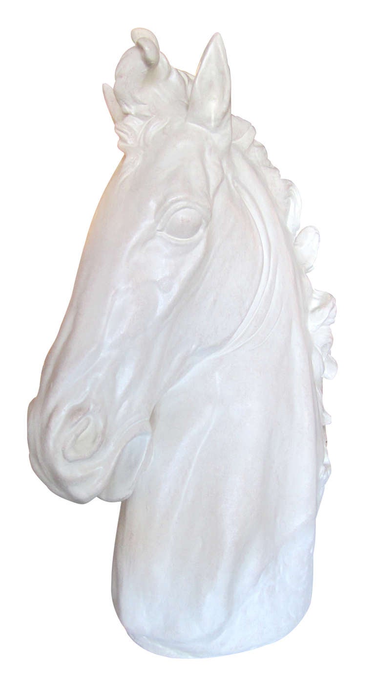 American Dynamic Horse Head Sculpture in Plaster