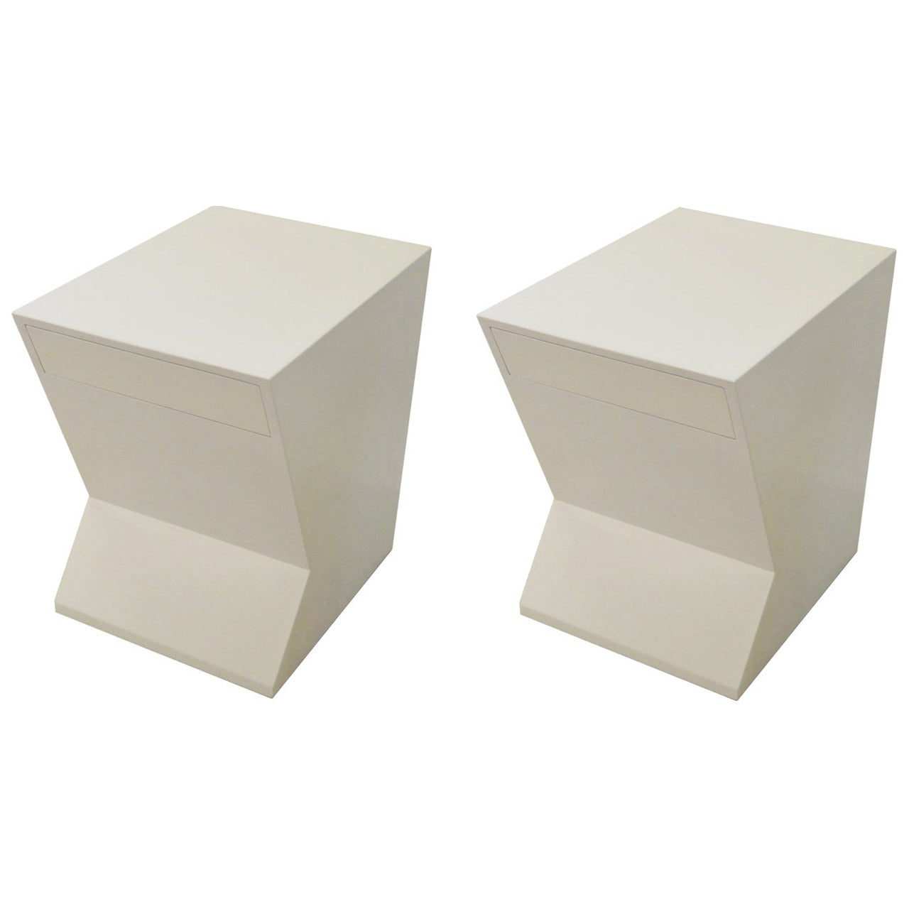 Pair of Trapezoidal Lacquer Nightstands