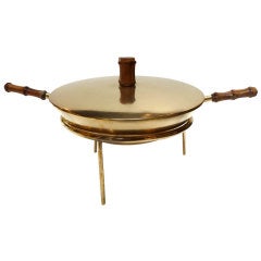 Austrian Mid-Century Brass & Bamboo Fondue Set by Carl Auböck 6