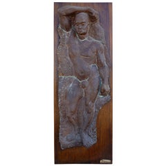 French Ceramic Wall Sculpture of a Male Nude